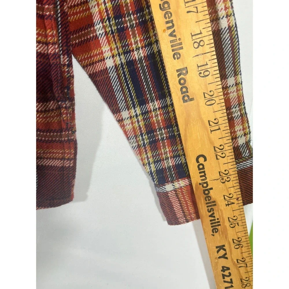 Buffalo Jeans Plaid Flannel Shirt Jacket Men M Red Navy Rugged Grunge Lumberjack